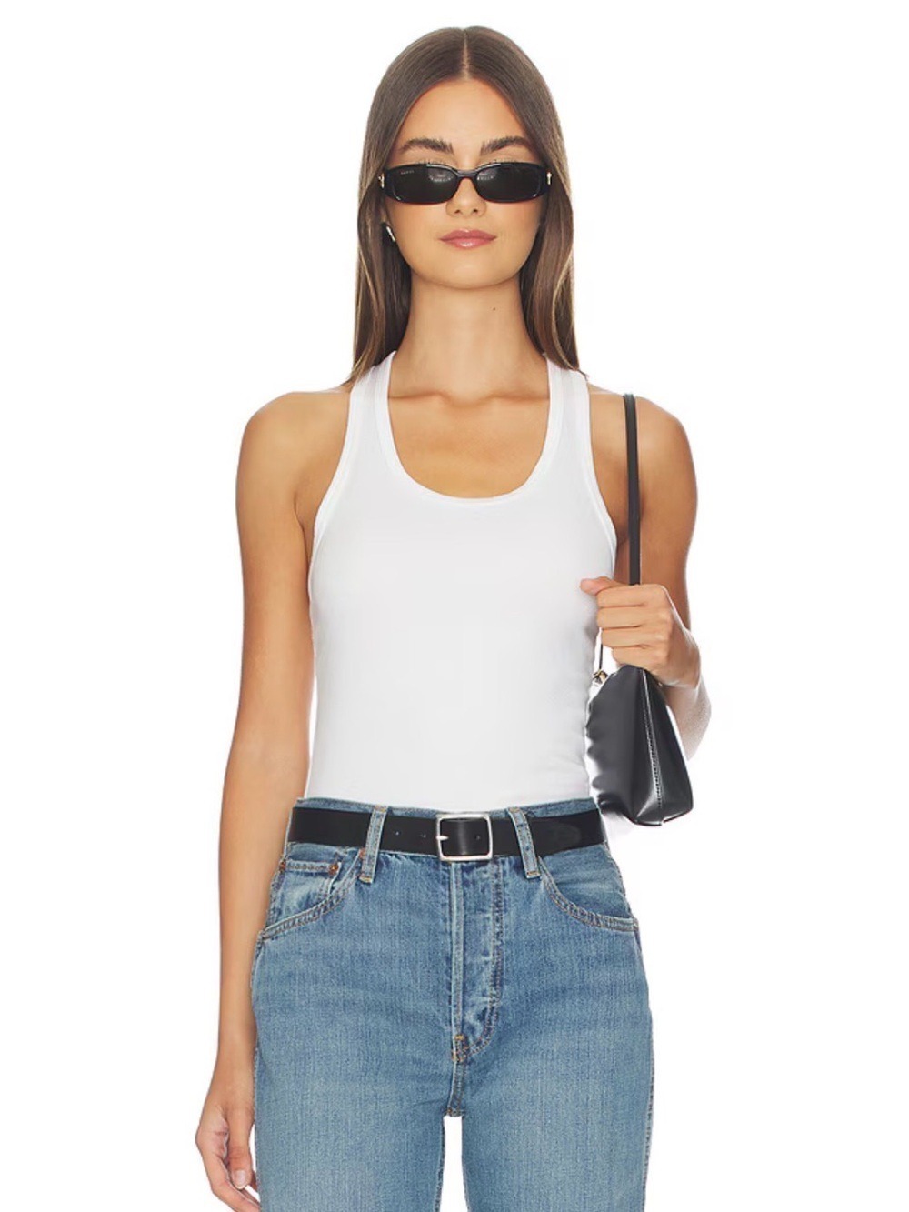 Agolde x Revolve Cream Ribbed Tank Bodysuit
